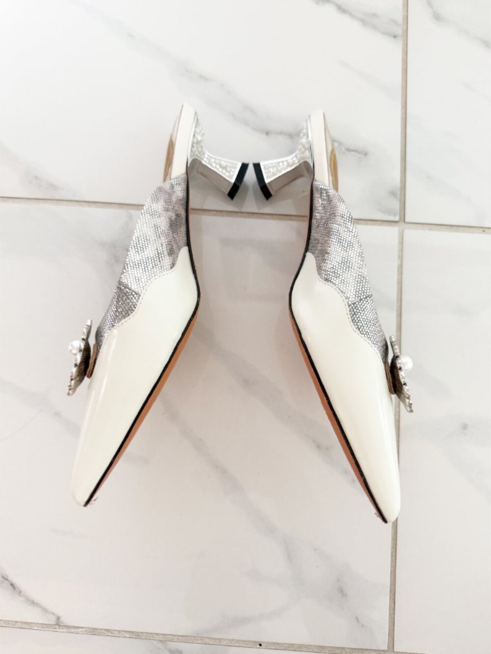 A.b. poetique London Wedding Pearl Slide Pointed Toe Shoe Embellished 8 - Picture 5 of 16